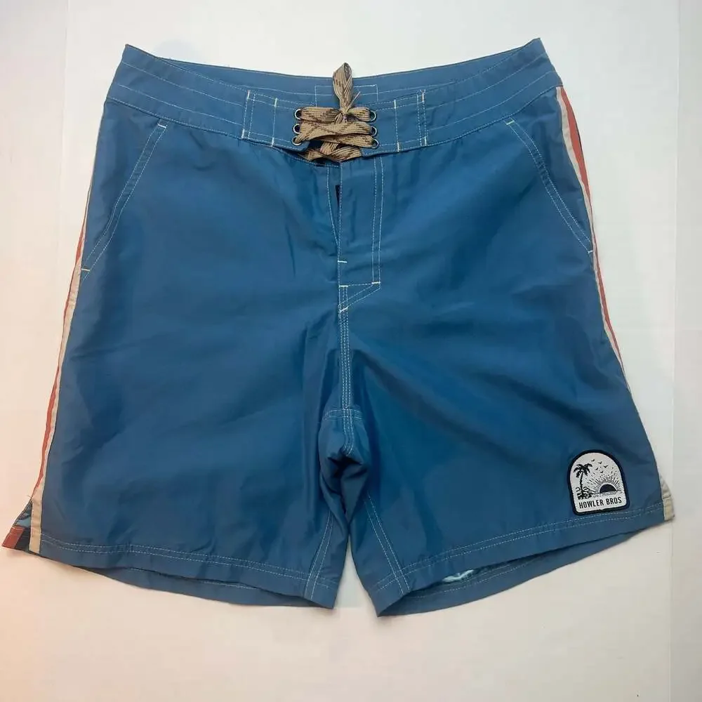 Howler Brothers Chandler Old School Boardshorts Beacon Blue Size 32